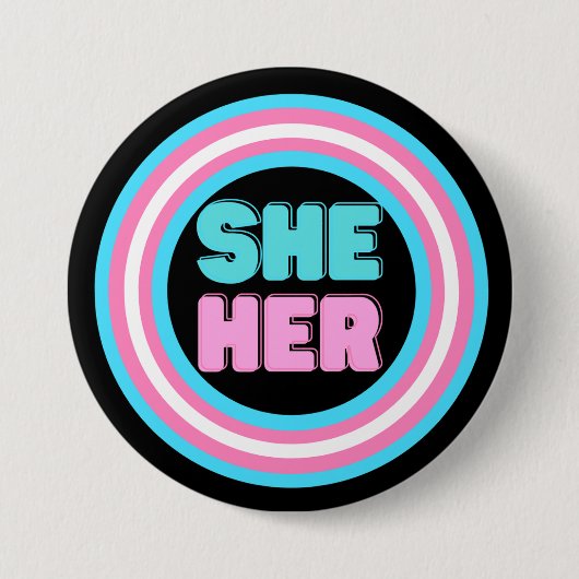 ZE HAAR Pronoun Trans Pride Button (Voorkant)