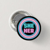 ZE HAAR Pronoun Trans Pride Button (Voorkant /achterkant)