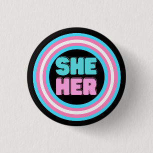 ZE HAAR Pronoun Trans Pride Button