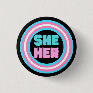 ZE HAAR Pronoun Trans Pride Button