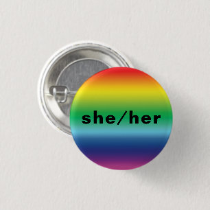 Ze, haar, Pronouns Lgbetq Lgbt Pride Rainbow Color Ronde Button 3,2 Cm