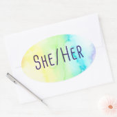 Ze haar woordvoerders (regenboogWaterverf) Ovale Sticker (Envelop)