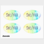 Ze haar woordvoerders (regenboogWaterverf) Ovale Sticker (Vel)