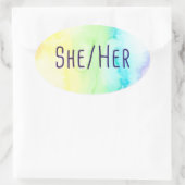 Ze haar woordvoerders (regenboogWaterverf) Ovale Sticker (Tas)