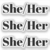 Ze, haar, zwarte letters - 3 stickers per vel (Voorkant)