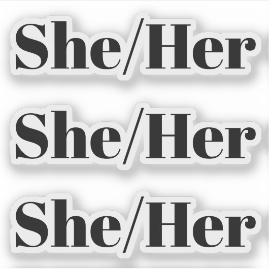 Ze, haar, zwarte letters - 3 stickers per vel (Voorkant)