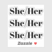 Ze, haar, zwarte letters - 3 stickers per vel (Vel)