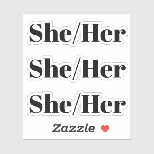 Ze, haar, zwarte letters - 3 stickers per vel (Vel)