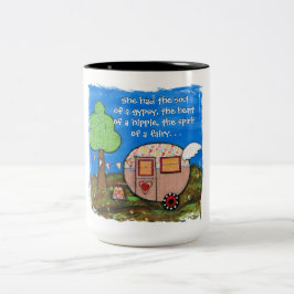 Ze had de ziel van een zigeuner, Gypsy Wagon, Camp Tweekleurige Koffiemok