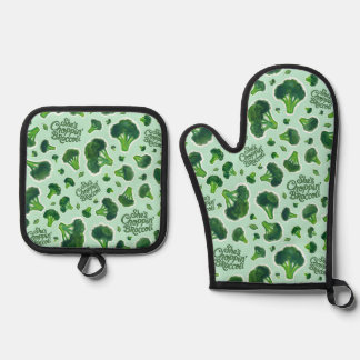 Ze hakt broccoli Gen X humor noviteit Ovenwant & Pannenlap Set