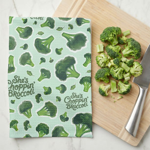 Ze hakt broccoli Gen X humor noviteit Theedoek