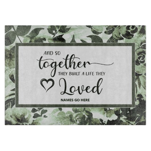 Ze hebben een leven gebouwd waarvan ze houden van  snijplank (Voorkant)