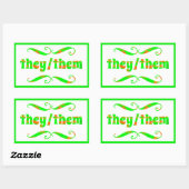 Ze hebben groene wervelingen rechthoekige sticker (Vel)