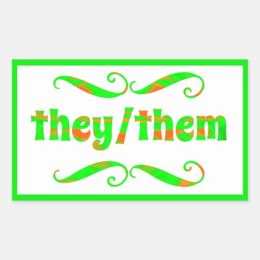 Ze hebben groene wervelingen rechthoekige sticker (Voorkant)