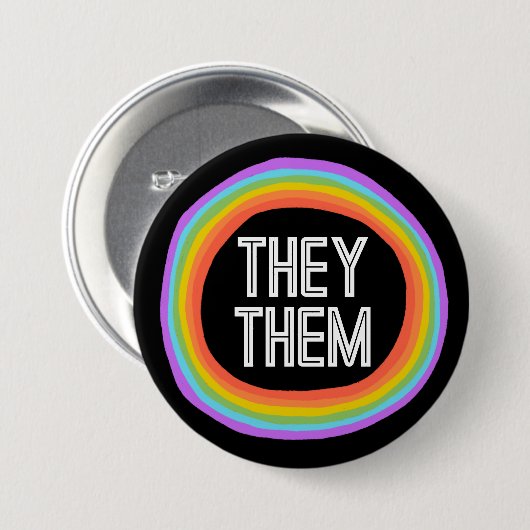 ZE HEBBEN HEN KLEINE Gender Rainbow Circle Pronoun Ronde Button 7,6 Cm (Voorkant /achterkant)