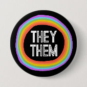 ZE HEBBEN HEN KLEINE Gender Rainbow Circle Pronoun Ronde Button 7,6 Cm (Voorkant)