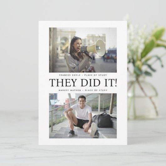Ze hebben het gedaan! Dubbel afstudeerfeest Kaart (Staand voorkant)
