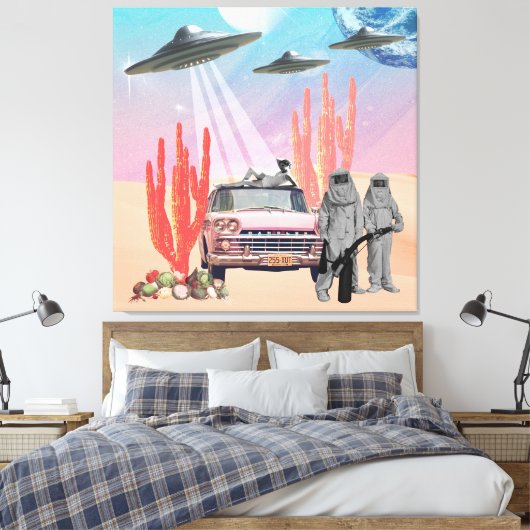 Ze hebben UFO woestijncactus Surreal Collage aange Canvas Afdruk (Insitu (Slaapkamer))