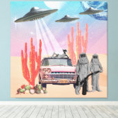 Ze hebben UFO woestijncactus Surreal Collage aange Canvas Afdruk (Insitu (Houten vloer))