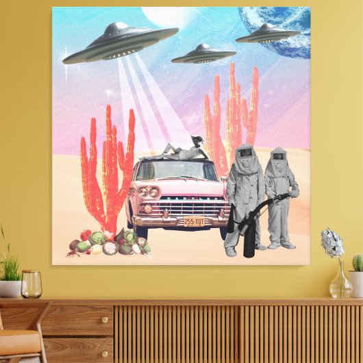 Ze hebben UFO woestijncactus Surreal Collage aange Canvas Afdruk (Insitu (Woonkamer))