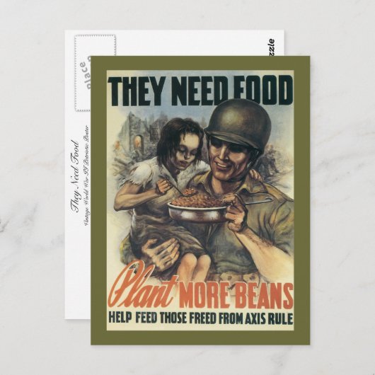 Ze hebben voedsel nodig ~ Plant meer bonen Briefkaart (Voorkant / Achterkant)