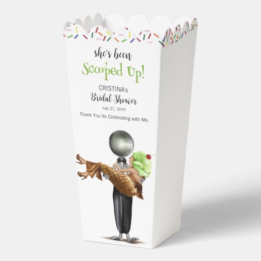 Ze heeft chocolade ijs op bruids bedankdoosjes (Achterkant)