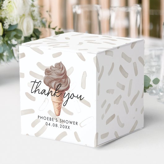 Ze heeft chocoladedoucheplein opgezocht bedankdoosjes