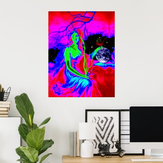 Ze heeft de hele wereld in haar hand poster (Thuiskantoor)