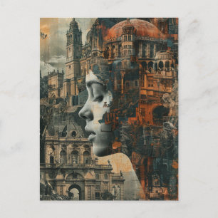 Ze heeft de stad in haar gedachten Surrealistisch Briefkaart