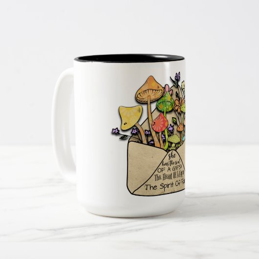 Ze heeft de ziel van een zigeuner tweekleurige koffiemok (Voorkant links)