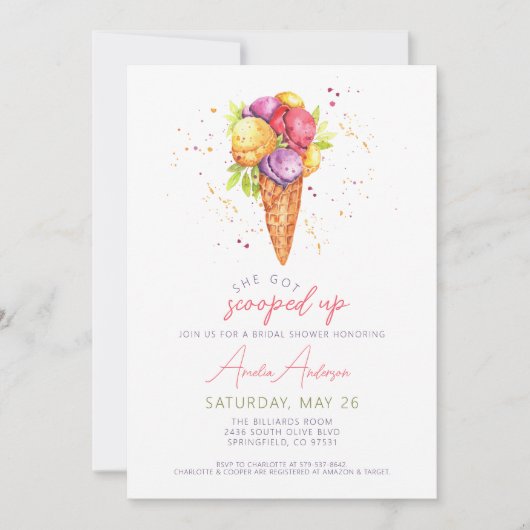 Ze heeft een bruidsdouche uitnodiging bedacht (Voorkant)