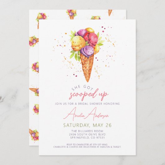 Ze heeft een bruidsdouche uitnodiging bedacht (Voorkant / Achterkant)