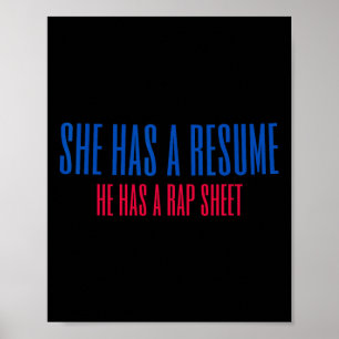 Ze heeft een cv dat hij heeft een Rap sheet Kamala Poster