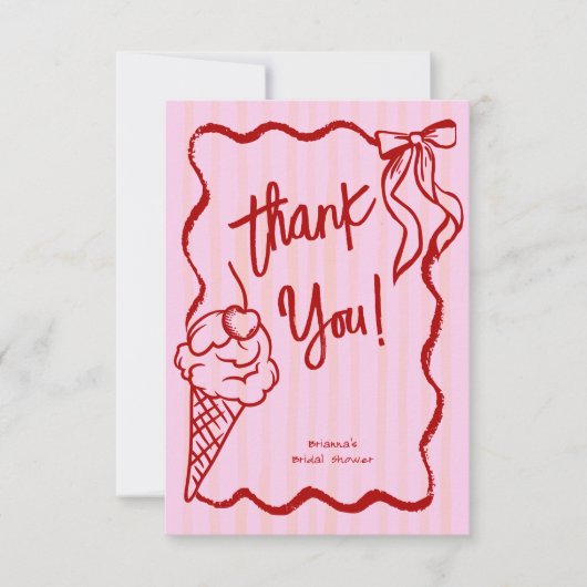 Ze heeft een golvende border sketch bruids bedankkaart (Voorkant)