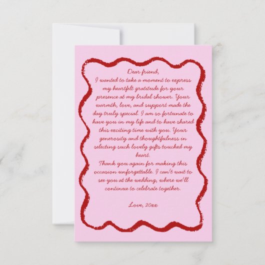 Ze heeft een golvende border sketch bruids bedankkaart (Achterkant)