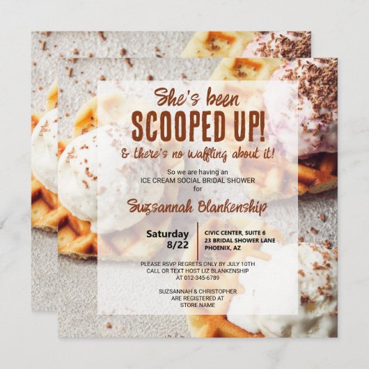 Ze heeft een ijsje, hartvormige wafel kaart (Voorkant / Achterkant)