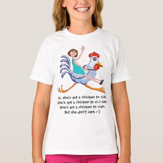 Ze heeft een kip om op te rijden t-shirt (Voorkant)