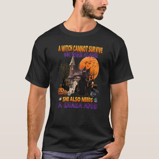 Ze heeft een Lhasa Apso Halloween nodig T-shirt (Voorkant)