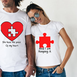 Ze heeft een stuk van mijn hart, een paar valentij t-shirt