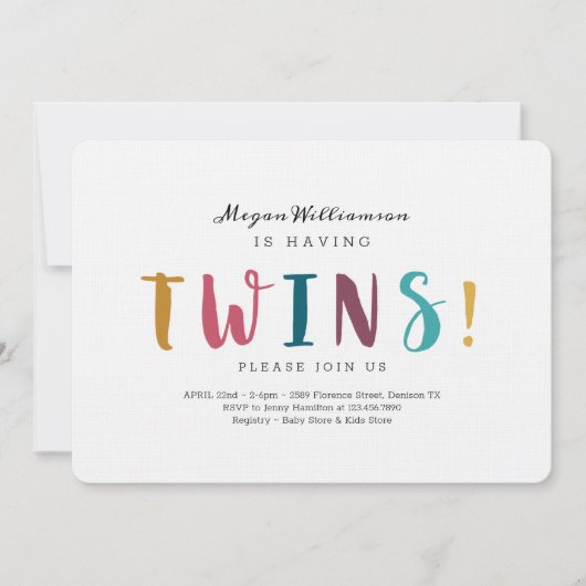 Ze heeft een tweeling - modern, kleurrijk en leuk kaart (Voorkant)