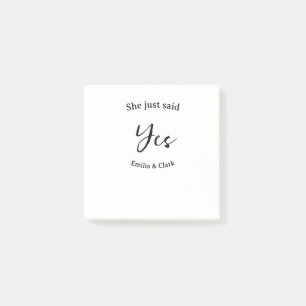 ze heeft gewoon ja gezegd verlovingsfeest naam een post-it® notes