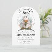 Ze heeft haar boek gevonden! - Uitnodiging voor br (Staand voorkant)