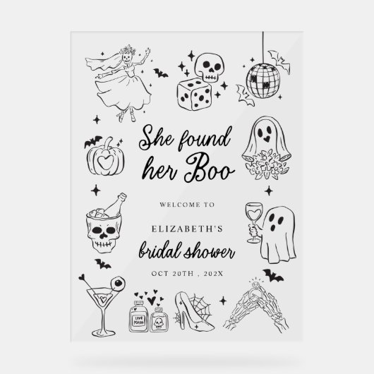 Ze Heeft Haar Boo Bruiloftfeest Welkom Bord (Voorkant)