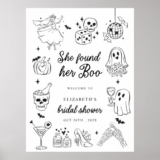 Ze Heeft Haar Boo Bruiloftfeest Welkom Bord Poster (Voorkant)