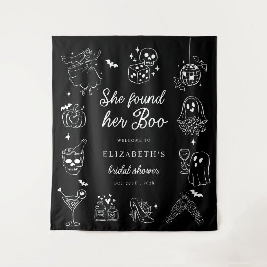 Ze Heeft Haar Boo Bruiloftfeest Welkom Bord Wandkleed (Voorkant)