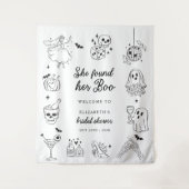 Ze Heeft Haar Boo Bruiloftfeest Welkom Bord Wandkleed (Voorkant)