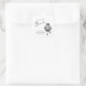 Ze Heeft Haar Boo Geest Bloemige Bruidsbruiloft Vierkante Sticker (Tas)