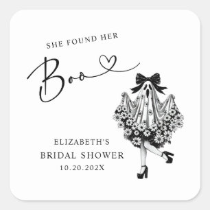 Ze Heeft Haar Boo Geest Bloemige Bruidsbruiloft Vierkante Sticker