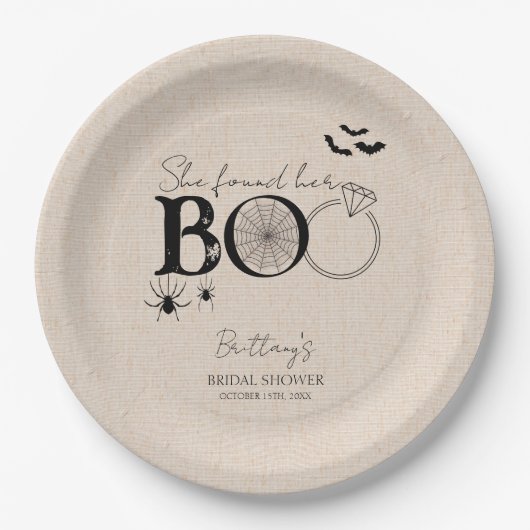 Ze Heeft Haar Boo Rustic Halloween Bruidsmeisjesfe Papieren Bordje (Voorkant)