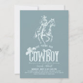 Ze Heeft Haar Cowboy Dusty Blue Bruidsdouche Kaart (Voorkant)